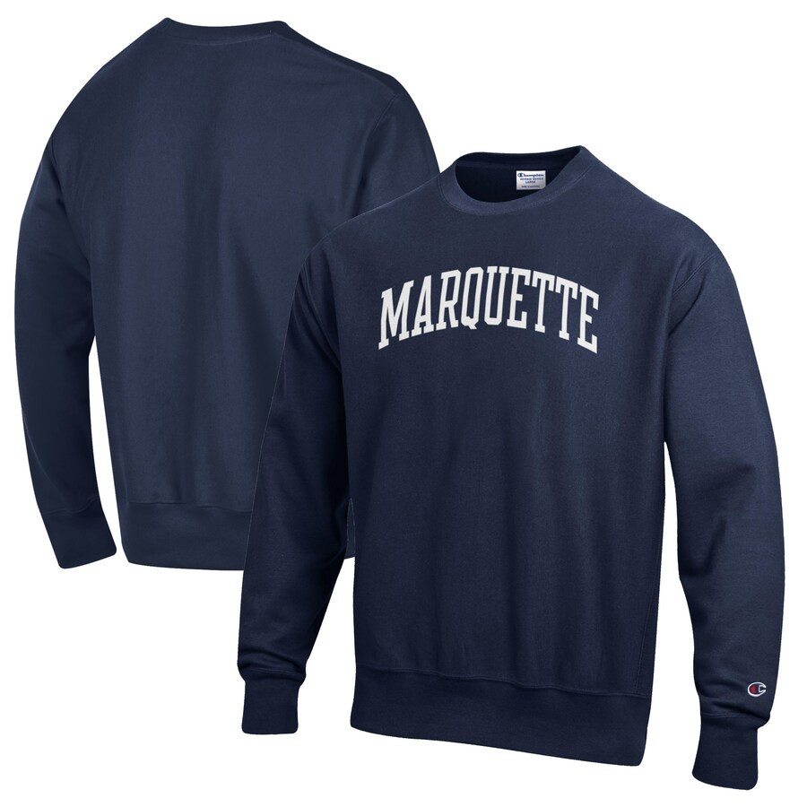 Marquette Golden Eagles Champion Reverse Weave Fleece Crewneck Sweatshirt - Navy | Fanatics