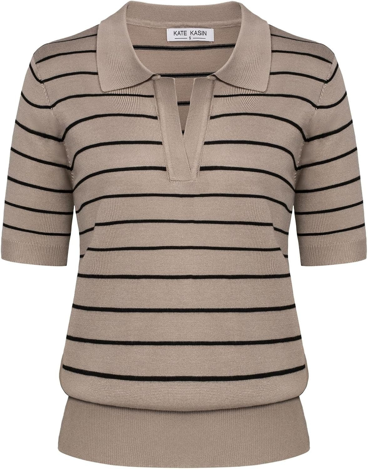Women's Short Sleeve Classic V Neck Collared Casual Polo Sweater Tops | Amazon (US)
