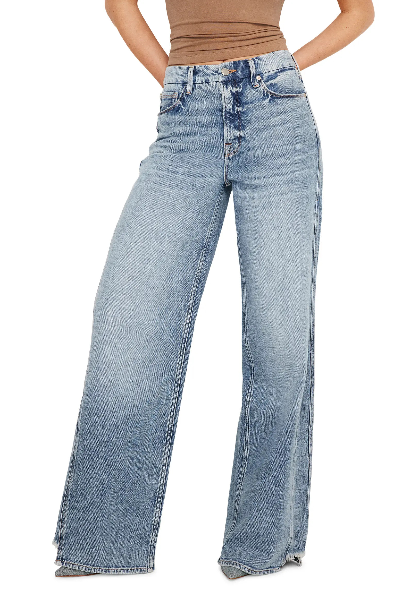 Good Skate Ripped Hem Wide Leg Jeans | Nordstrom