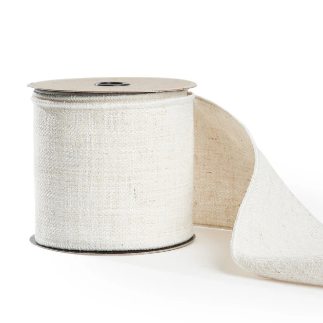 Coastal Christmas Ivory Herringbone Ribbon | Cailini Coastal
