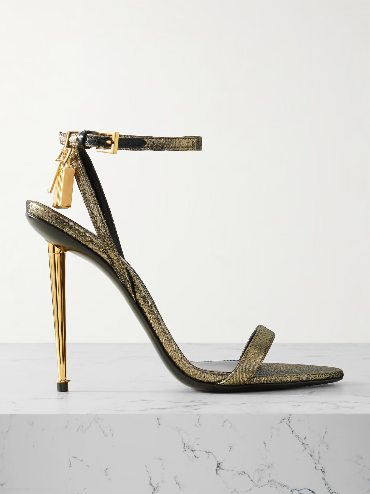 TOM FORD - Padlock Lamé Sandals - Gold | NET-A-PORTER (US)