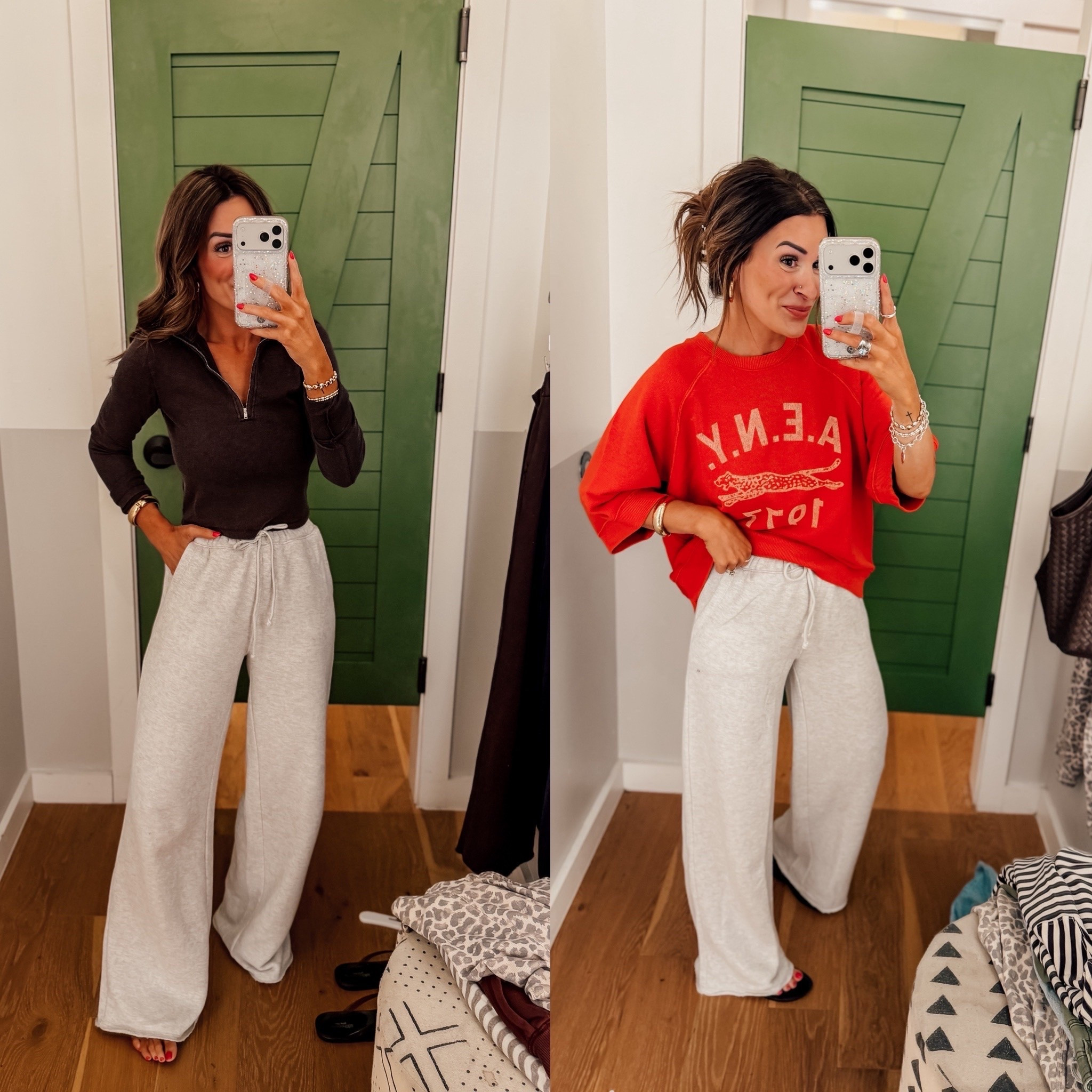 Wearing an XS in the brown top and a large in the red one. I am 5”6 and did an XS regular length in the bottoms.

#LTKdayinmylife #LTKootd #LTKgrwm