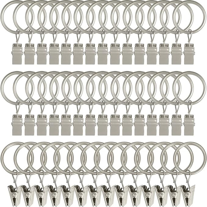 44 Pack Curtain Rings with Clips, Curtain Clip Rings Hooks, Bow Hanger Clips for Hanging Drapery ... | Amazon (US)