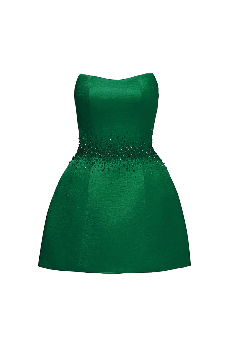 BUSTIER MINI DRESS IN DARK GREEN | I.H.F Studio | CULT MIA | CULT MIA UK LTD