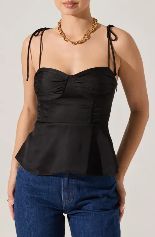 ASTR the Label Selina Bustier Peplum Top in Black at Nordstrom, Size Small | Nordstrom