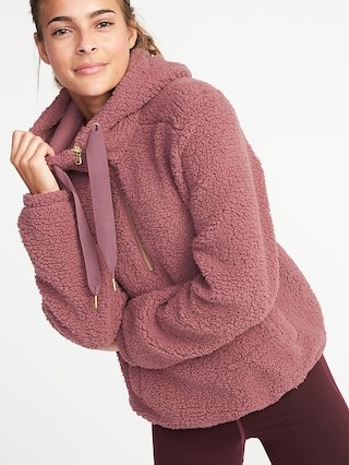 Sherpa 1/2-Zip Hoodie for Women | Old Navy US