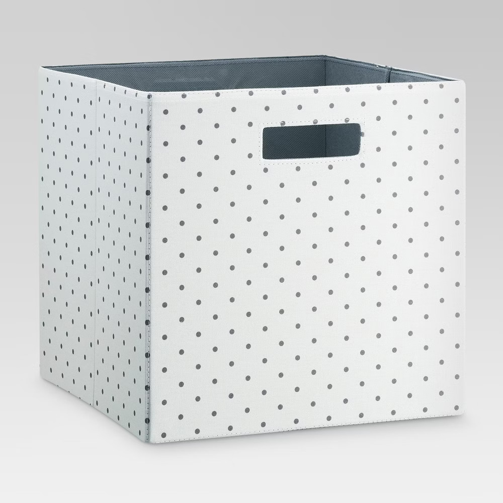 13"" Fabric Cube Storage Bin Gray Polka Dot - Threshold | Target