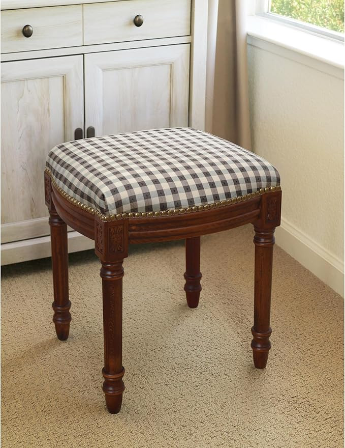 Black Gingham Vanity Stool | Amazon (US)