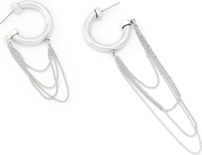 Mismatched Draped Chain Huggie Hoop Earrings | Nordstrom