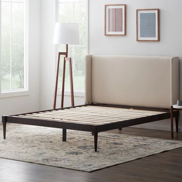Kimbel Solid Wood and Upholstered Platform Bed | Wayfair North America