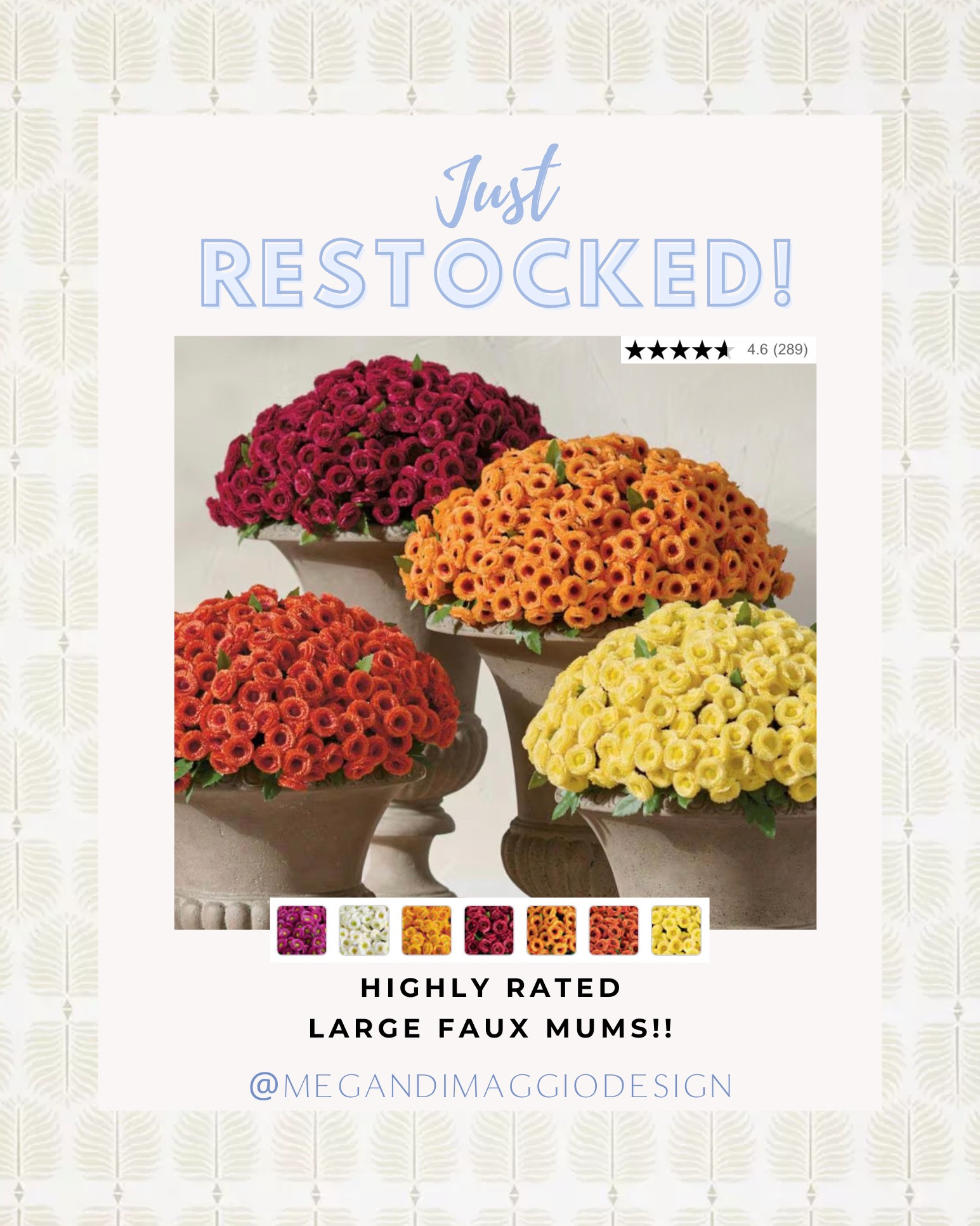 Highly rated outdoor faux mums!! Ship free 🙌🏻, large size & available in tons of color options!!