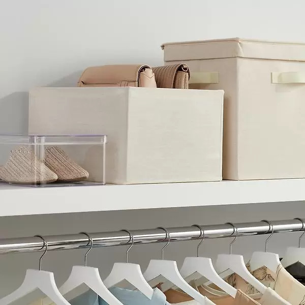 Straight-Sided Canvas Open Bin Natural | The Container Store