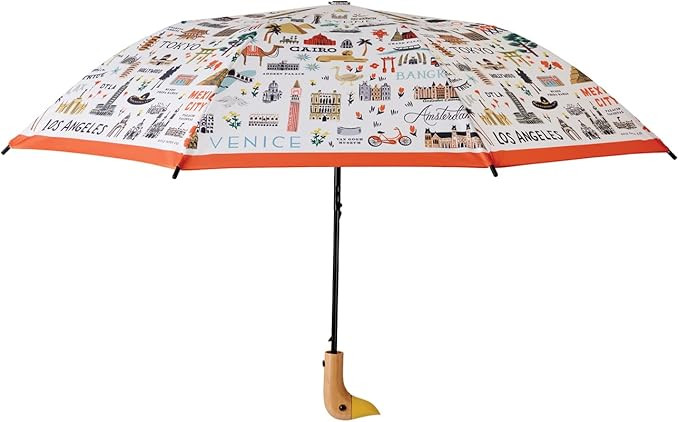 RIFLE PAPER CO. Umbrella, Matching Storage Sleeve, Portable, Auto Open and Close, Wooden Handle, ... | Amazon (US)