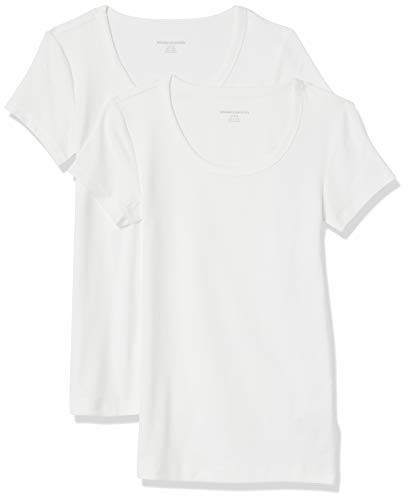 Amazon Essentials Women's Slim-Fit Cap-Sleeve Scoop Neck T-Shirt, Pack of 2, White, XX-Large | Amazon (US)