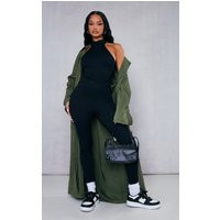 Black Ottoman Ribbed Halter Skinny Leg Jumpsuit | PrettyLittleThing CAN