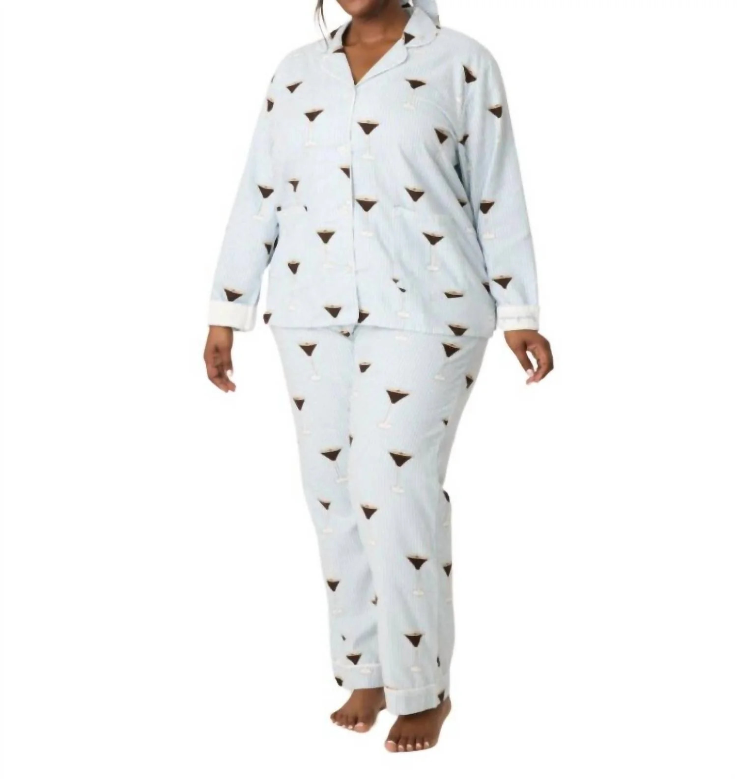 Espresso Martini Flannel Set Pajama In Bluestone | Shop Simon