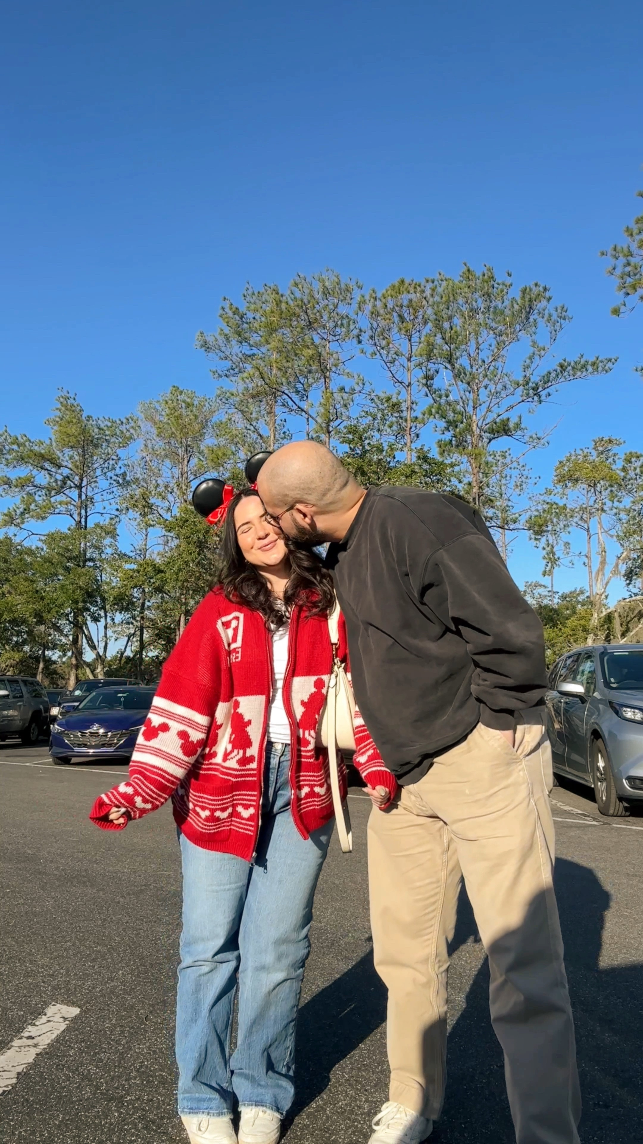 his & hers disney fits 🐭🎢🫶🏼

I'm wearing a M in my top and 8 in jeans! Sweater is from Disney (a few years old). Brandon is wearing the essential crew in Black Wash (XL) and the lightweight loose jeans in light brown! 

#LTKmens