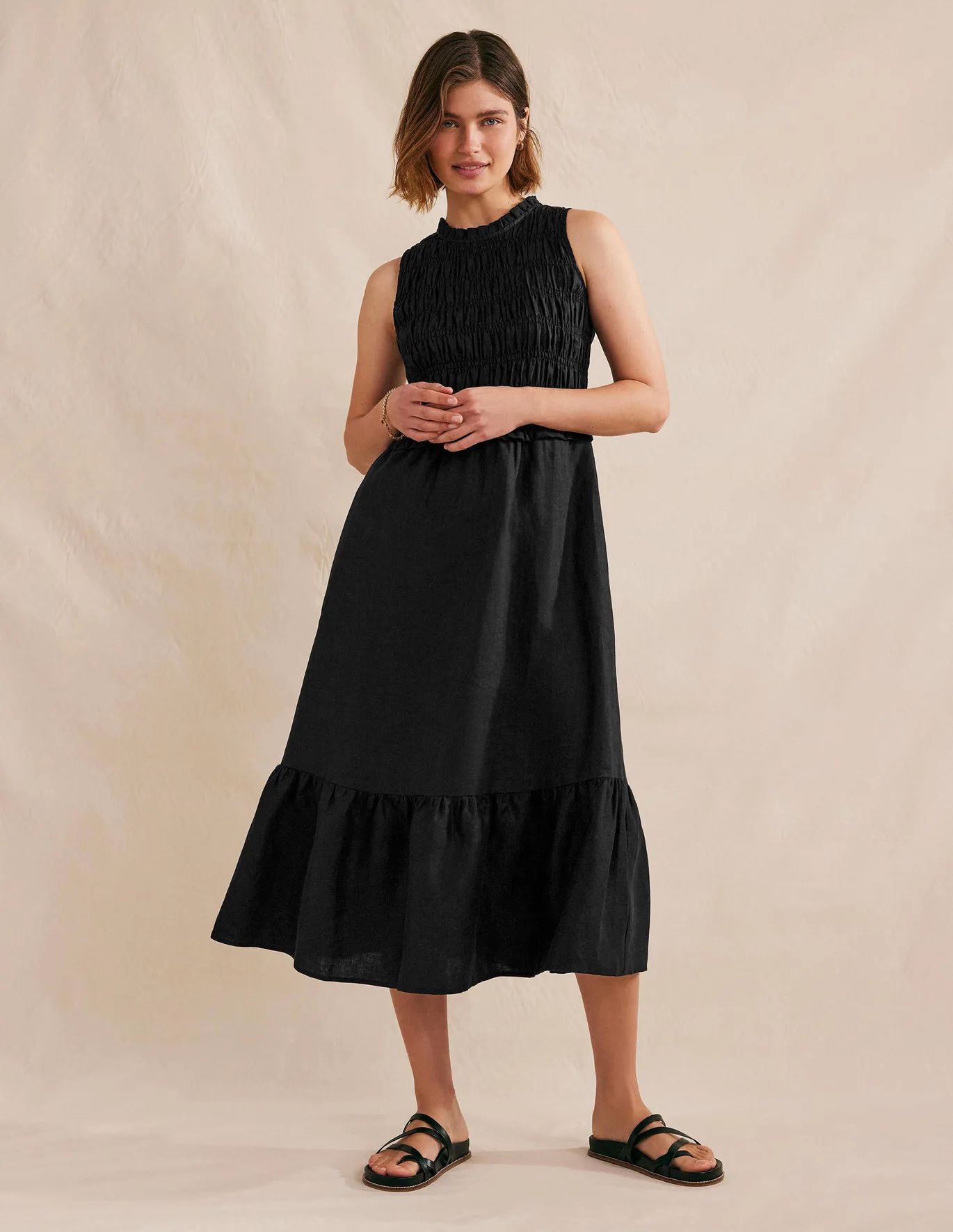 Smocked Linen Midi Dress | Boden (US)