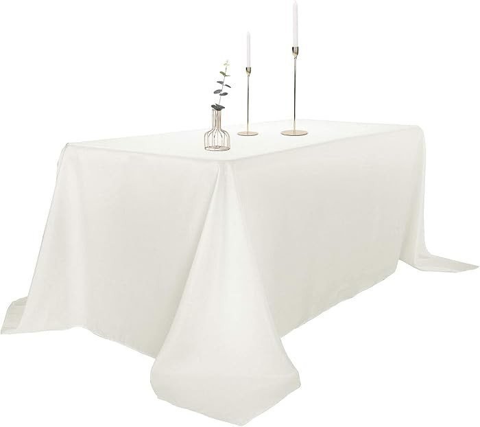 Ascoza 2pack 90x132 Inch Ivory Rectangular Tablecloth 8 Feet Table Cloth in Polyester Fabric for ... | Amazon (US)