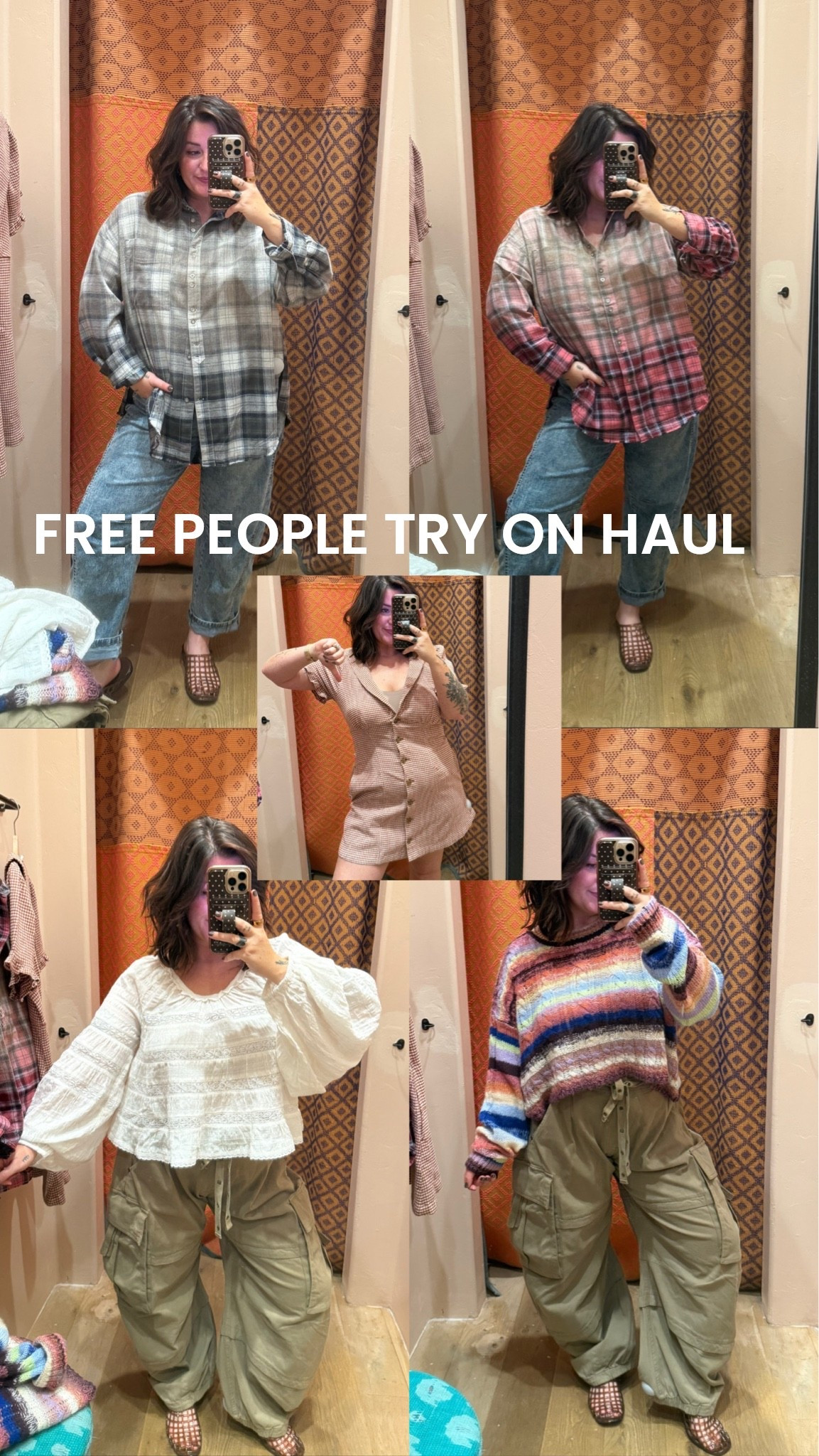 my free people try on haul!! Truly such good pieces. The only one I didn’t love on me was the plaid dress but ONLY BECAUSE my chest is really large! I am wearing small in flannel, medium in white blouse and large in everything else!! I am 5’1 size 10!

#LTKootd #LTKMidsize #LTKSeasonal