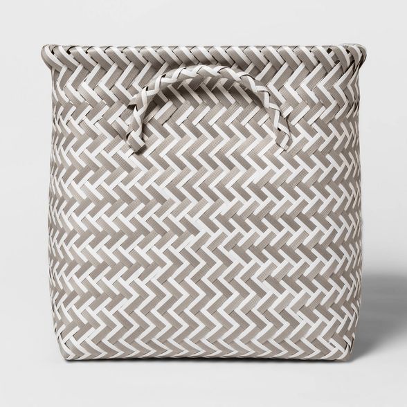 11&#34; PP Woven Cube Storage Bin White/Gray - Room Essentials&#8482; | Target