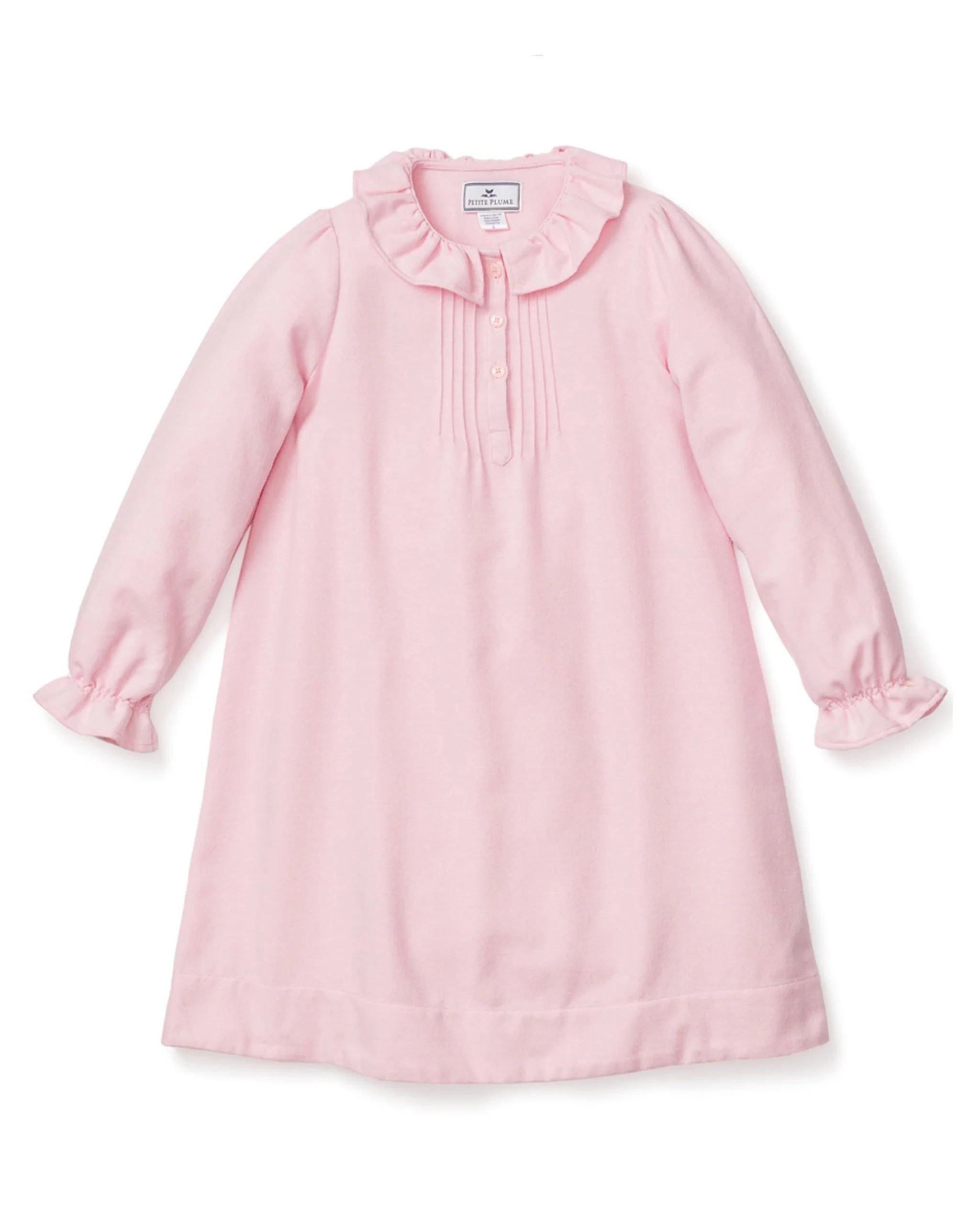 Girl's Flannel Victoria Nightgown in Pink | Petite Plume