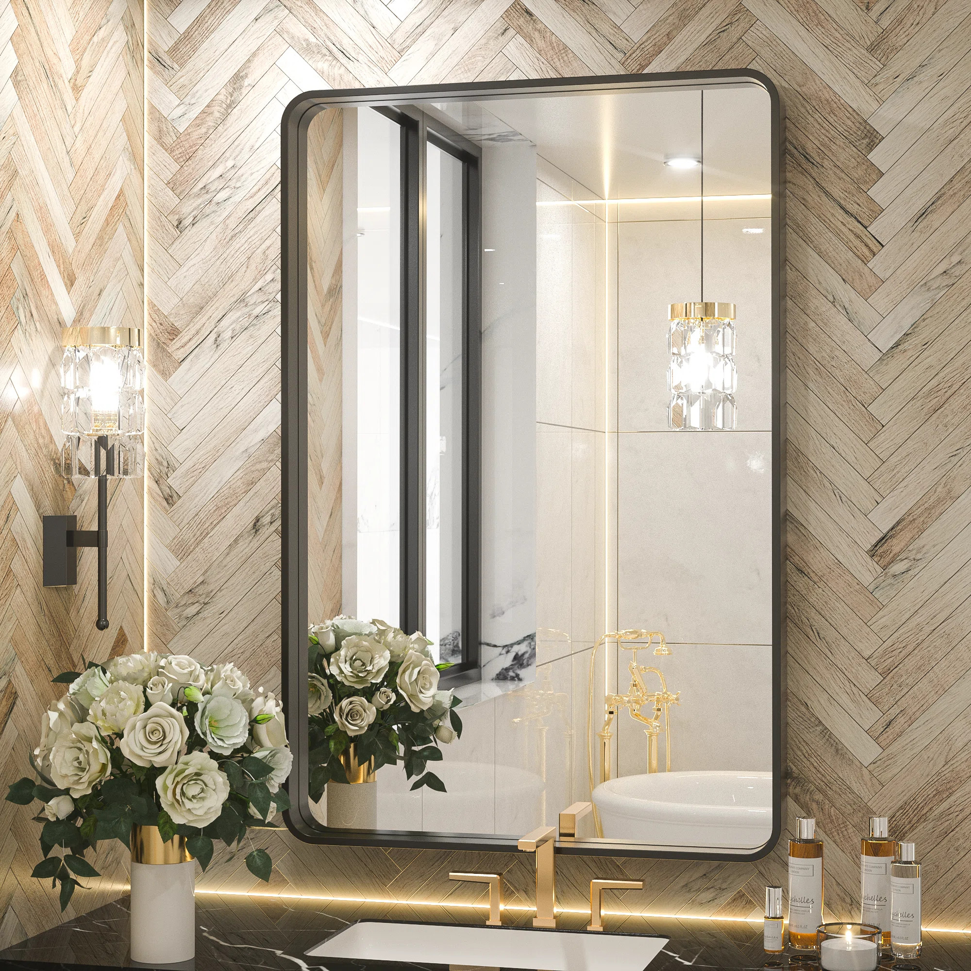 Tyro Bathroom Decorative Home Décor Corner Hangs Bathroom Mirror | Wayfair North America
