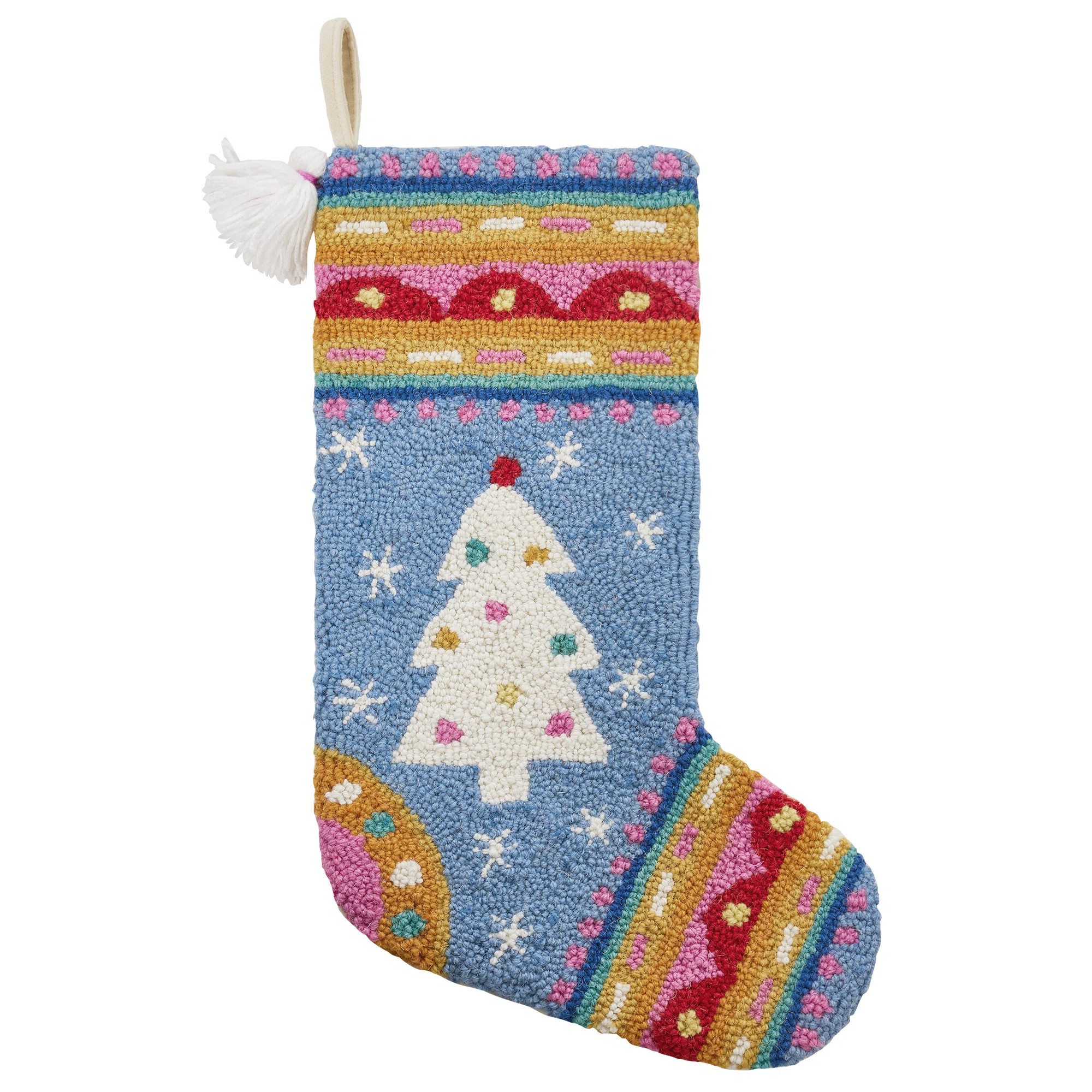 Fair Isle Tree With Tassel Wool Hook Stocking | Wayfair North America