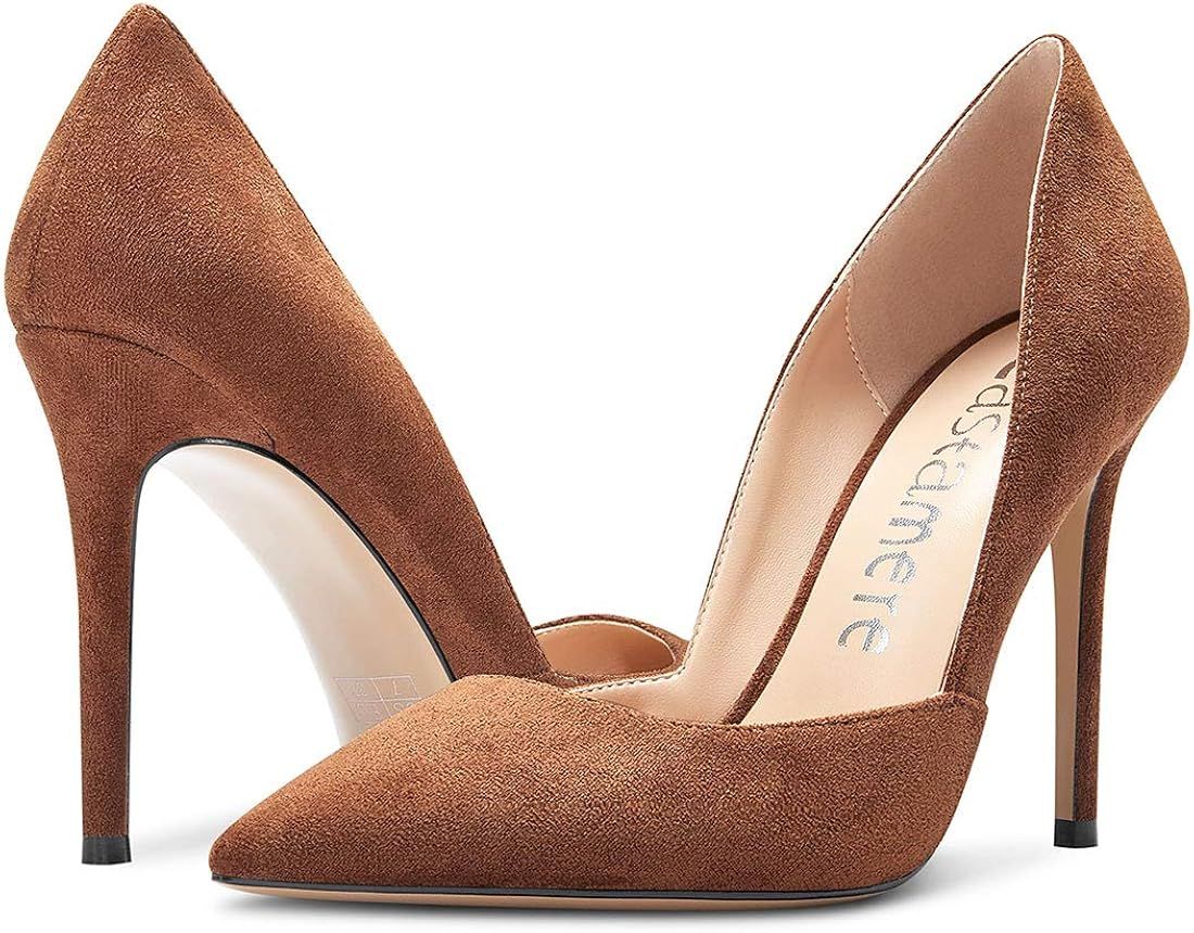 Castamere Womens D'Orsay Slip On High Heels Pumps Elegant Pointy Toe Stilettos 10CM Heel Shoes | Amazon (US)