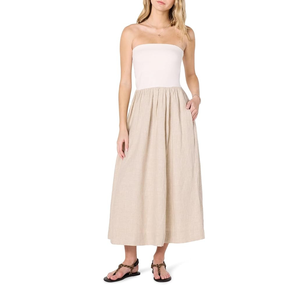 The Drop Women's Hellen Strapless Mixed Media Maxi Dress | Amazon (US)