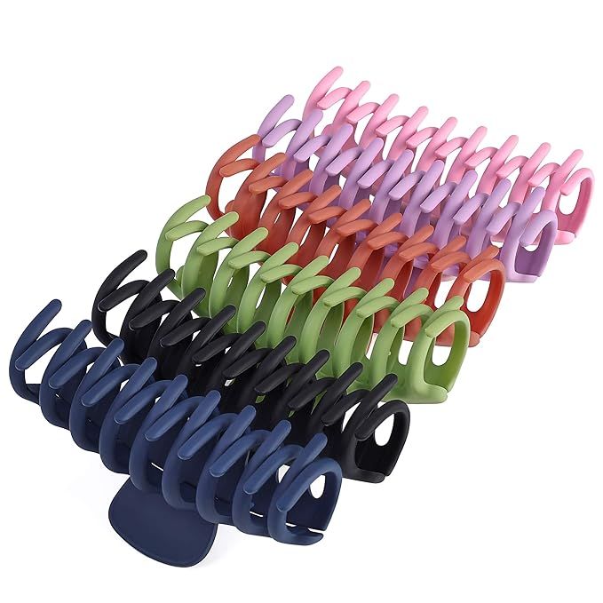 6Pcs Large Hair Claw Clips for Women,Big Hair Claw Clips Strong Hold for Women Thick Thin Hair,Fa... | Amazon (US)