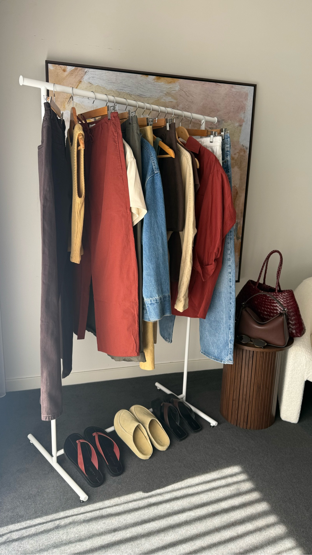 A curated rack based off my perfect colour palette 

Tank: Seed
Brown Jeans: Dissh
Cotton pants: Assembly Label 
Khaki pants: Assembly Label
Beige tee: Kookai
Brown tee: Glassons
Linen skirt: Seed
Olive green tank: Assembly Label
Mini skirt: Dissh
Green tank: Cotton on
Shirt: Dissh
Blue Jeans: COH
Brown mini: Nude Lucy
Denim jacket: Zara
Belted jacket: & Other Stories
Cream tank: Dissh 
Red flip flops: A.Emery
Beige loafer: Alias Mae (Shan. Only available on alias Mae direct)
Brown flip flops: Alias Mae
Chocolate bag: The Horse
Burgundy tote: Dragon Diffusion 

#LTKaustralia #LTKsummer #LTKFashionMonth