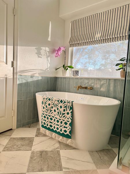 Bathroom decor. Bathroom remodel.
Bathroom Renovation. Checkered flooring. Bathroom with tub. 

#LTKsalealert #LTKSeasonal #LTKhome