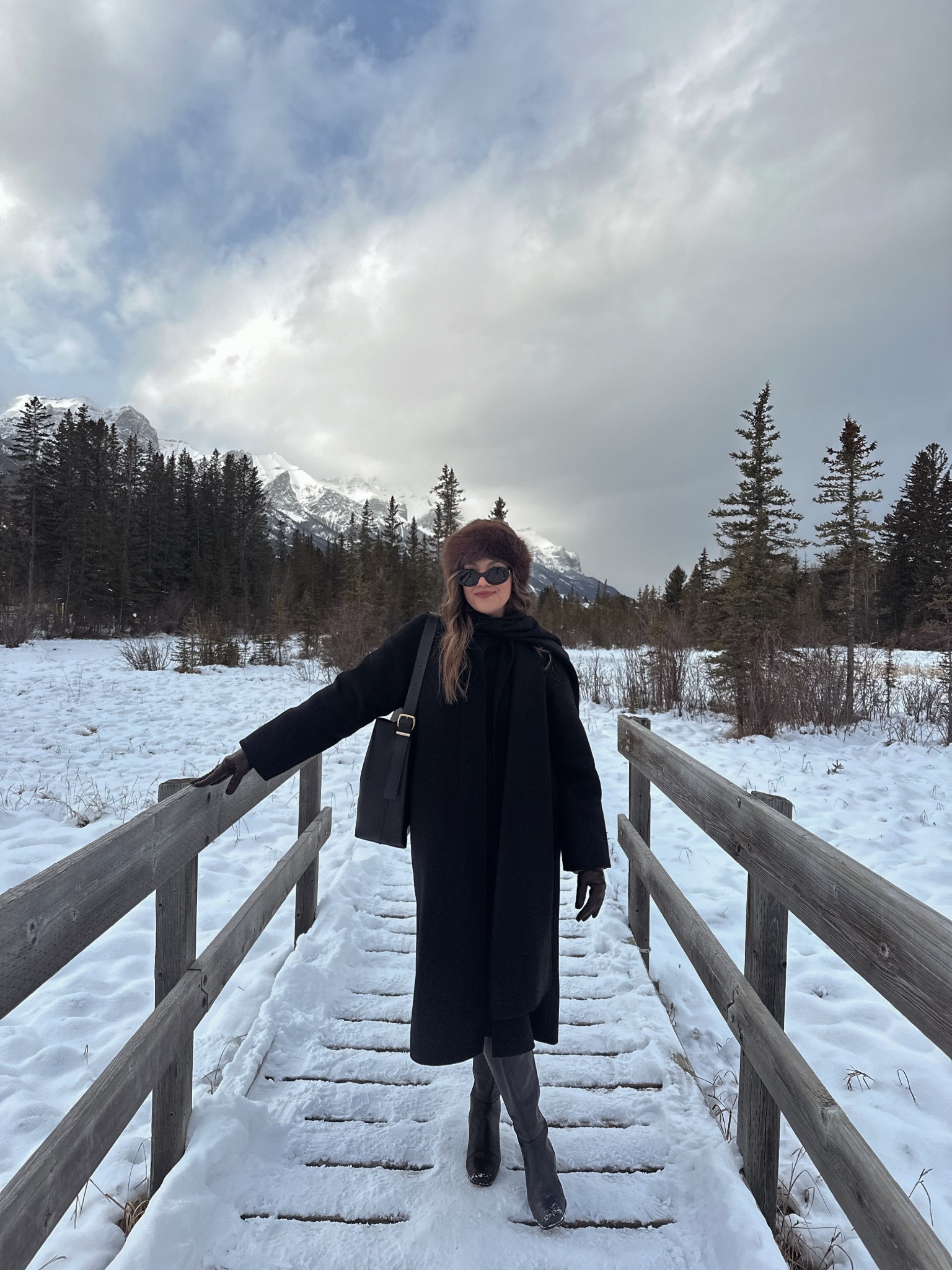 Winter outfit!

-Aritzia black wool coat with scarf, I have a medium. 
-Madewell black leather bucket tote bag. 
-Zara brown fur hat. 
-Celine Triomphe sunglasses. 
-Black knee high boots, similar linked. 

#LTKstyletip #LTKcanada #LTKwinter