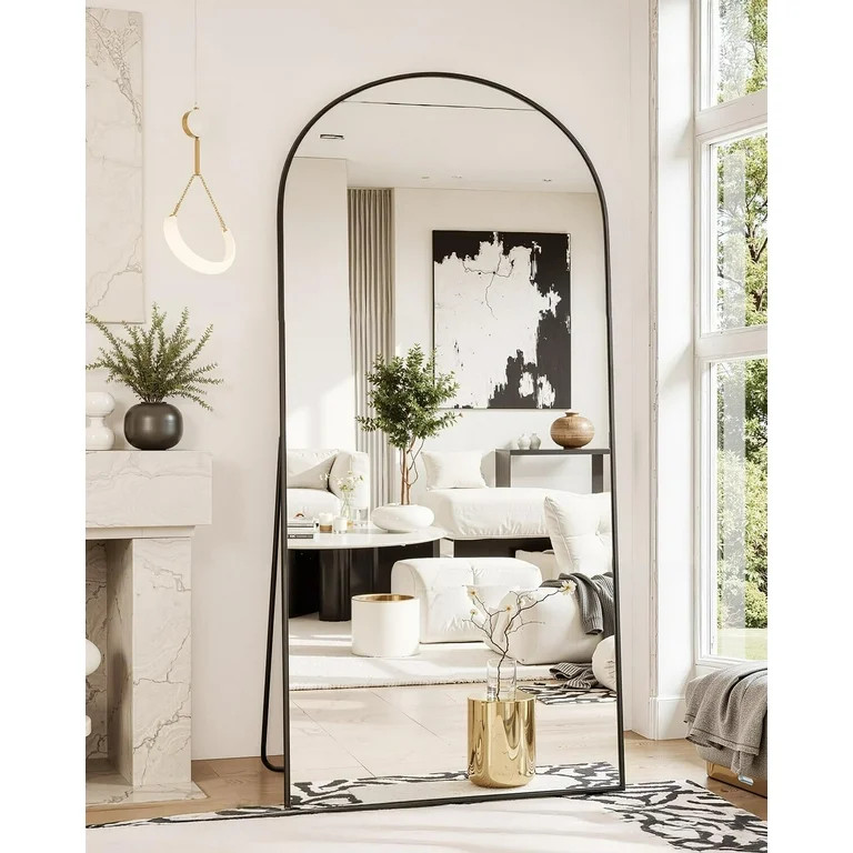 Anyrose 68.1"x22" Arched Full Length Mirror Aluminum Alloy Frame Floor Mirror,Black | Walmart (US)