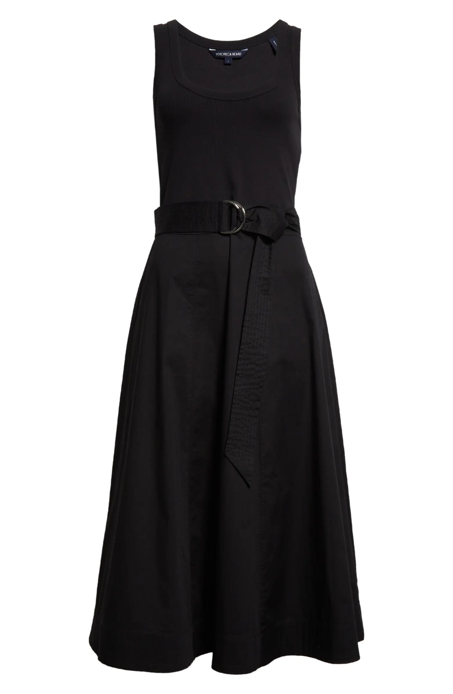Ennis Mixed Media Stretch Cotton Midi Dress | Nordstrom