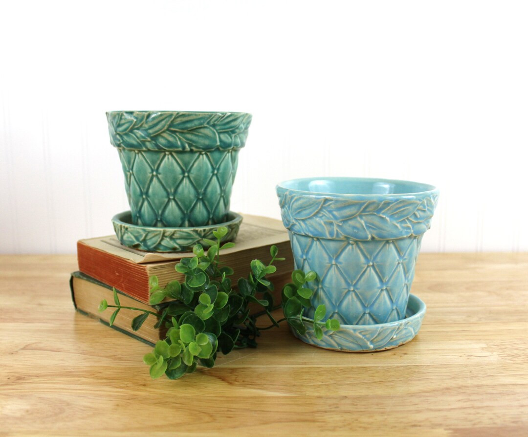 CHOICE 5'' Vintage Quilted Mccoy Flower Pot Aqua or Blue Green F32 F33 - Etsy | Etsy (US)