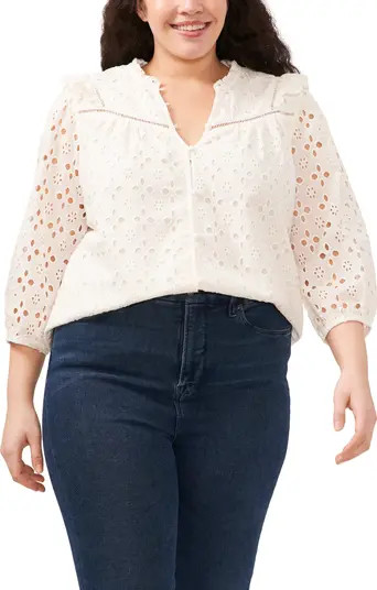 Floral Eyelet Embroidered Cotton Blouse | Nordstrom