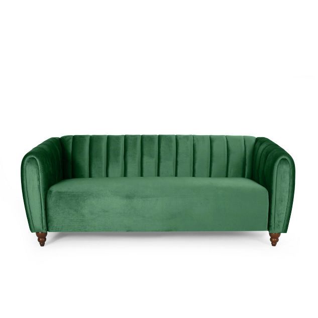 Richland Modern Glam Velvet Channel Stitch 3 Seater Sofa - Christopher Knight Home | Target