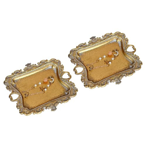 LuHeToz Ring Holder Jewelry Dish, Trinket Tray for Rings,Wedding Gift for Women (2PACK- Gold) | Amazon (US)