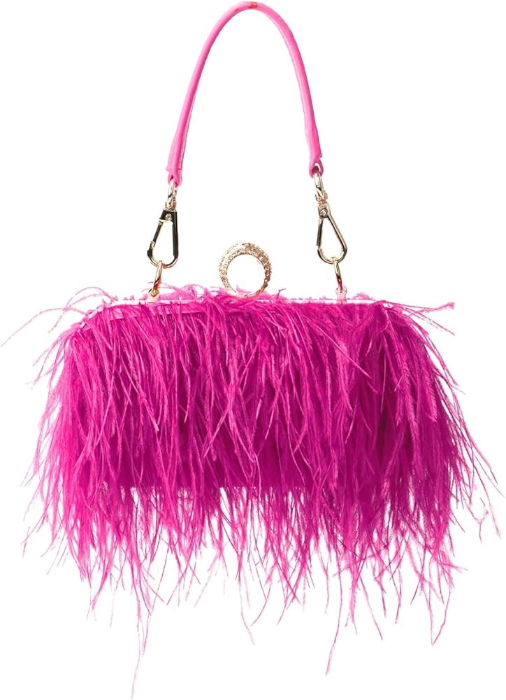 LUPBOK Clutch Purse for Women Feather Clutch Evening Bags Shoulder Crossbody Bag Wedding Party Ha... | Amazon (US)