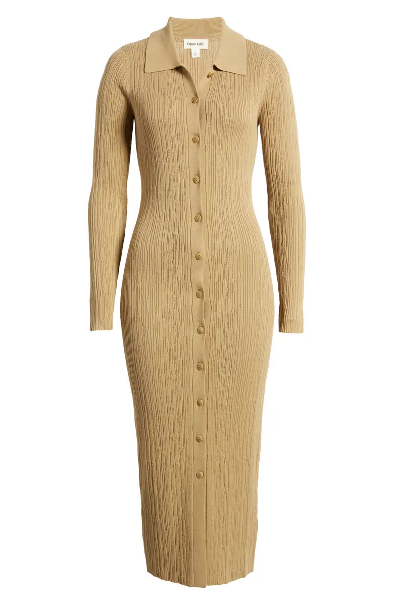 Long Sleeve Rib Cardigan Dress | Nordstrom