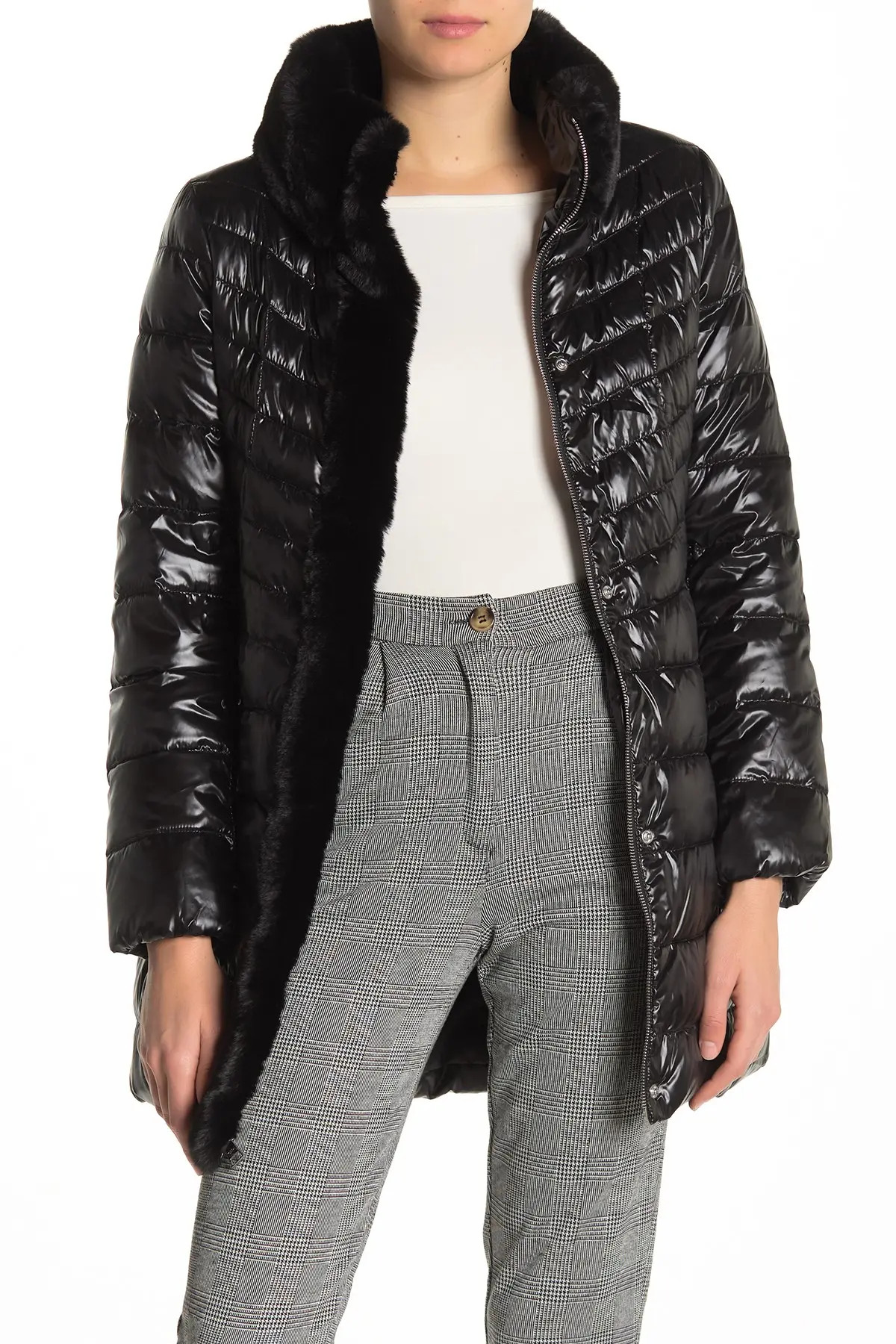 Karl Lagerfeld Faux Fur Collar Quilted Puffer Jacket at Nordstrom Rack | Nordstrom Rack