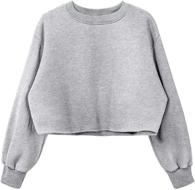 DRESSOLE Women Cropped Crewneck Sweatshirt Casual Long Sleeve Pullover Crop Tops | Amazon (US)