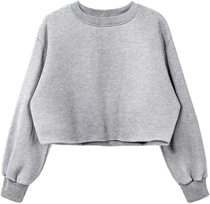 DRESSOLE Women Cropped Crewneck Sweatshirt Casual Long Sleeve Pullover Crop Tops | Amazon (US)