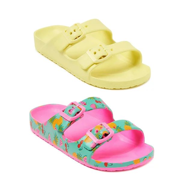 Wonder Nation EVA Beach Footbed Sandal, 2 Pack (Little Girls & Big Girls) - Walmart.com | Walmart (US)