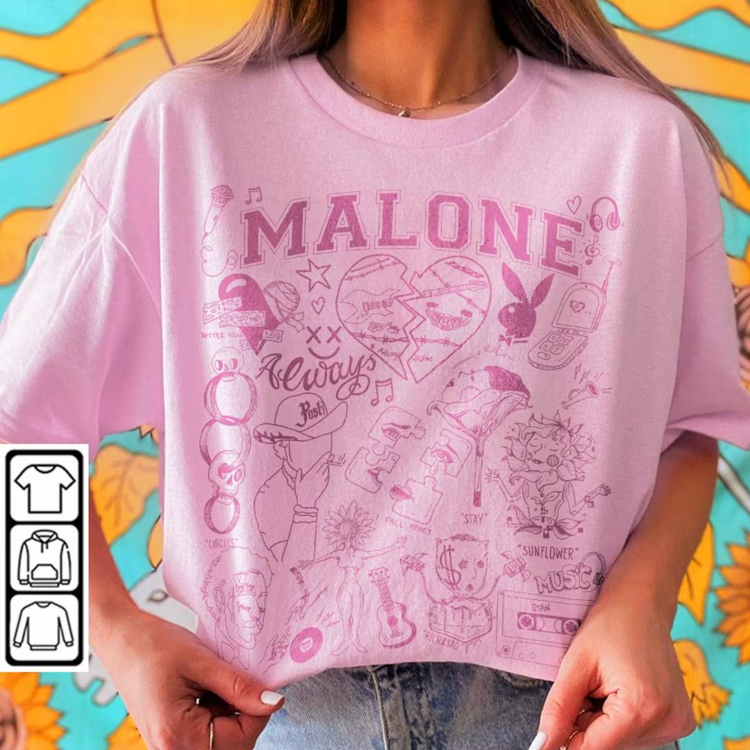 Post Malone Doodle Art Tattoo Shirt, Post Malone Album Lyrics Art Sweatshirt Hoodie, Malone Conce... | Etsy (US)