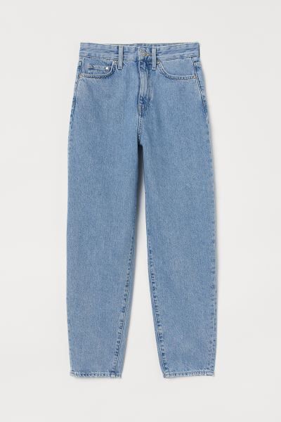 5-pocket, ankle-length jeans in washed denim. Extra-high waist, zip fly with button, and gently t... | H&M (US + CA)
