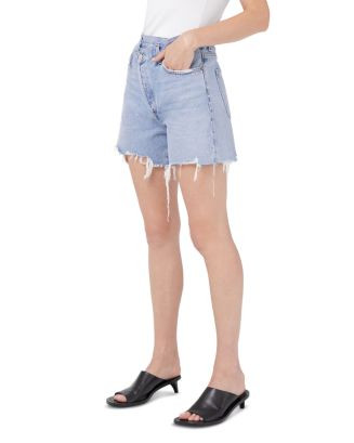 High Rise Criss Cross Cotton Jean Shorts in Symbol | Bloomingdale's (US)