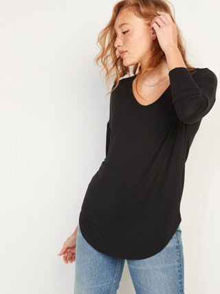 Luxe Long-Sleeve Voop-Neck Tunic T-Shirt for Women | Old Navy (CA)